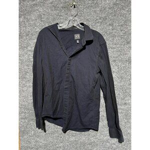 Armani Exchange Shirt Mens Medium Blue Herringbone Slim Fit 100% Cotton